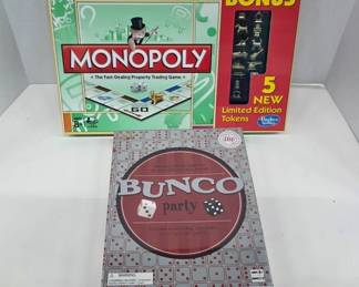 Sealed Monopoly and Bunco Board Games