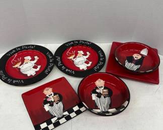Chef-Themed Ceramic Pasta Dish Set