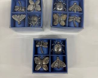 Silver-Plated Napkin Ring Set with Insect Motif