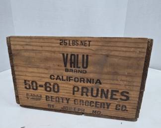 Valu Brand Wooden Prune Crate