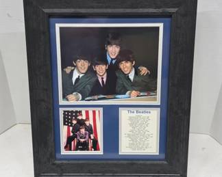 Framed Beatles Memorabilia Display