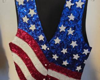 American Flag Sequin Vest