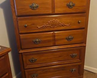 Vintage Wood Tall Dresser with Shell Motif