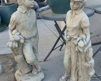 Vintage Concrete Garden Statues of Golf Players