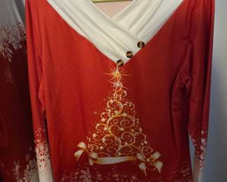 Womens Christmas Print VNeck TShirt