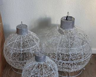 Set of Large Crystal Ball Ornaments with Lights