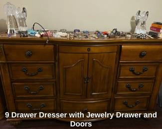 Drawer Dresser with Jewelry Drawer and Doors