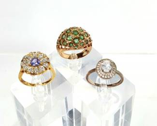 Trio Of Stamped 925, Ladies Fashion Rings