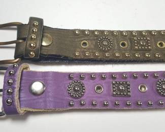 Two Leather Studded Ladies Belts By Sand Castle New York
