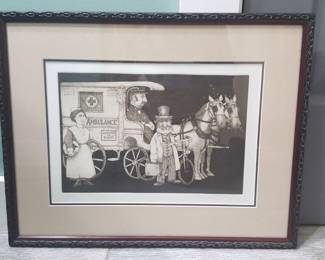 Signed Charles Bragg Print "Ambulance"
