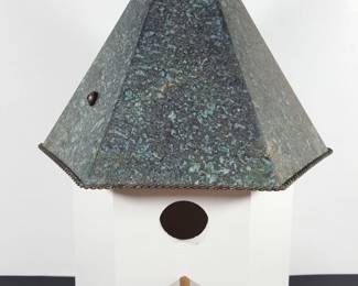 Patina Copper Roof, Wooden White Bird House