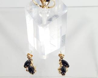 Vintage 14k Black Onyx & Seed Pearl Ring w/Matching Earrings
