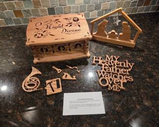 Wooden Religious Dcor and Nativity Keepsake Box Set