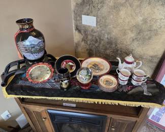 AsianInspired Decorative Porcelain Collection  Mt. Fuji  Pagoda Motif