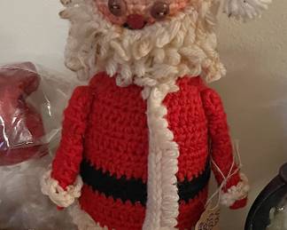 Vintage crocheted Santa bottle cover