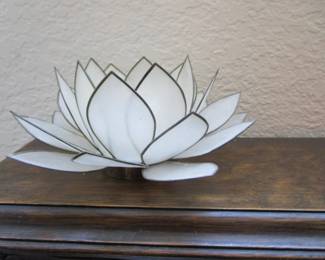 2 Mid Century Modern Capiz lotus flower tea lights