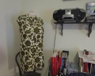 Sewing room dress form, patterns, fabrics and more