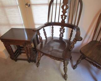 Antique nesting tables, chairs