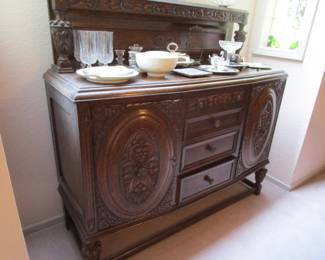 Antique carved oak sideboard