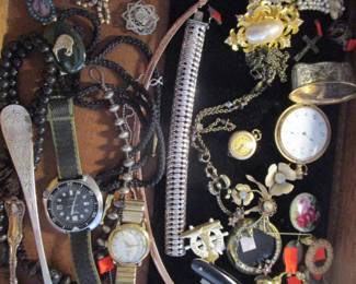 Tons of jewelry - jewelry case - some sterling