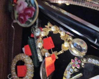 Tons of jewelry - jewelry case - some sterling