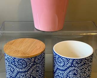 ORLY MAISON CERAMIC JARS & PINK CERAMIC POT WITH LITTLE BIRD