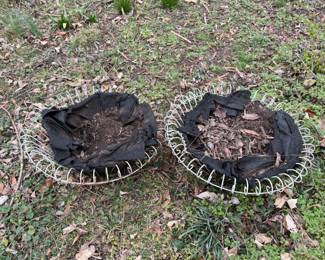 VINTAGE WROUGHT IRON HANGING PLANTERS