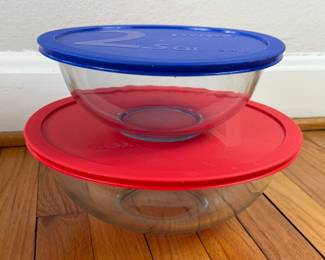 PYREX GLASS MIXING & STORAGE BOWLS WITH LIDS