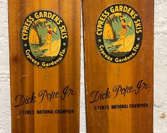 VINTAGE CYPRESS GARDENS WOOD WATER SKIS DICK POPE JR