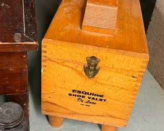 VINTAGE WOOD SHOE SHINE BOXES & SUPPLIES ESQUIRE