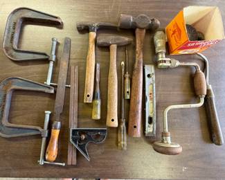 VINTAGE HAND TOOLS C CLAPMS BALL PEEN HAMMER HAND DRILL