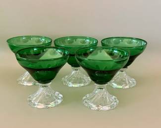 VINTAGE ANCHOR HOCKING BURPLE INSPIRATION GREEN CHAMPAGNE