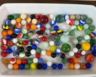 VINTAGE & ANTIQUE MARBLES GLASS CLAY URANIUM