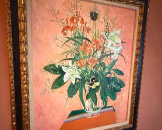 Signed Pierre Ramel ( French 1927-1997 ) Oil on canvas "Floral still life"