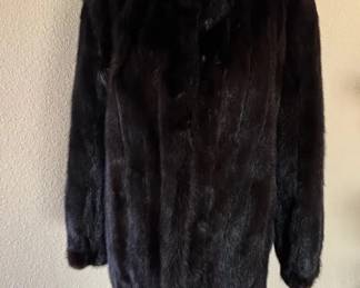  02 Black Fantasy Dark Brown Mink Fur Coat Vintage 1980s Womens Jacket