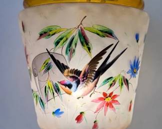  03 HandPainted Glass Hanging Swag Lamp with Decorative Pillows