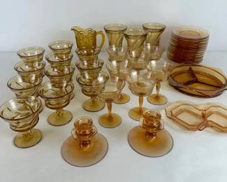 Amber Glass Stemware  Serving Pieces Collection