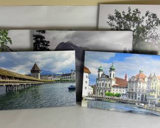 European Travel Canvas Wall Art  Set of 5 Scenic City  Mountain Views