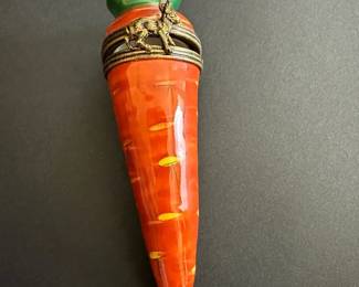 Carrot with Rabbit Limoges France Handpainted Trinket Box