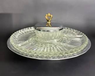 Raymond Cut Crystal Salt  Pepper Shakers w  Crystal Tray