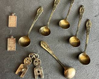 Sterling Silver Spoons and .999 Fine Silver Pendants  30.78g and 4.14g