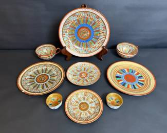 Handpainted Japanese Porcelain China Set  Plates, Teacups, Saucers, and Sake Cups