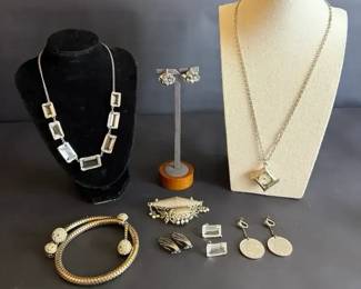 Silver Costume Jewelry Collection with Statement Necklaces, Bracelets and Earrings
