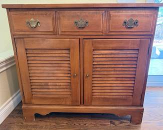 Solid Wood Sideboard Cabinet with Louvered Doors