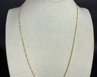 14K Italy Yellow Gold DiamondCut Rope Chain Necklace  1.09g