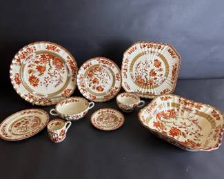 Copeland Spode England India Tree China Dinnerware Set  Plates, Cups, and Serving Bowl