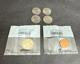 U.S. State Quarters and Graded Coin Set Including 2011D Chickasaw Quarter and 2010D Lincoln Cent