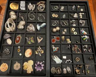 Costume jewelry - earrings and pendants - some sterling 