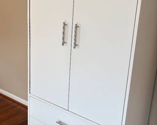 Mid-Mod white Wardrobe Cabinet - Matching piece with bedroom furniture