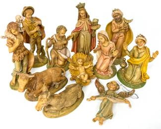 Small 12 Pc Vintage Fontanini Nativity Scene - Italy 